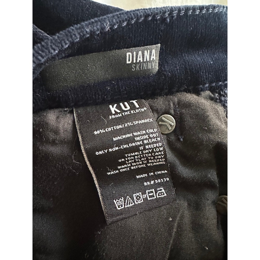 KUT from the Kloth Diana Skinny Corduroy Pants Navy Blue 12 - Picture 6 of 7